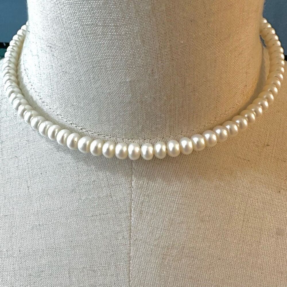Faux pearl  wrap around choker necklace